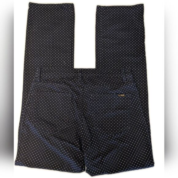 Lauren Ralph Lauren navy blue pants w/ taupe polka dots, 98% cotton, 6 - Picture 3 of 11
